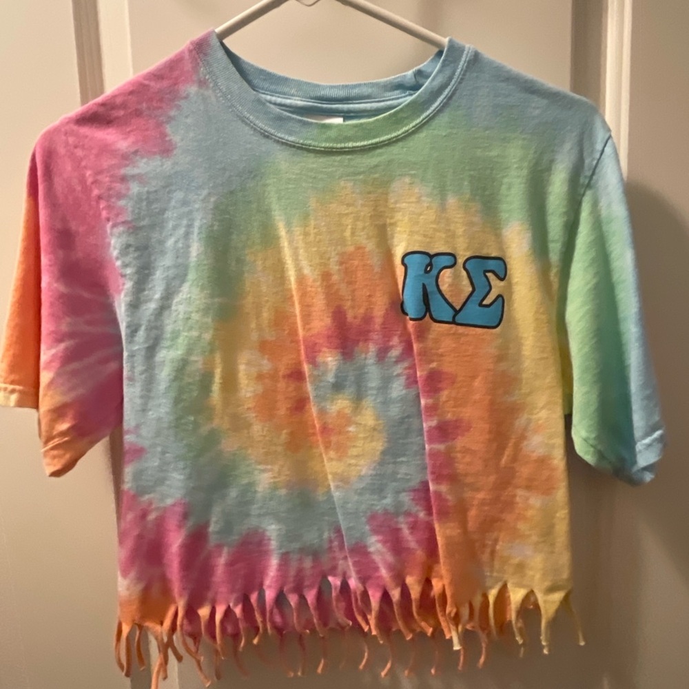 Tie-dye Kappa Sig crop top